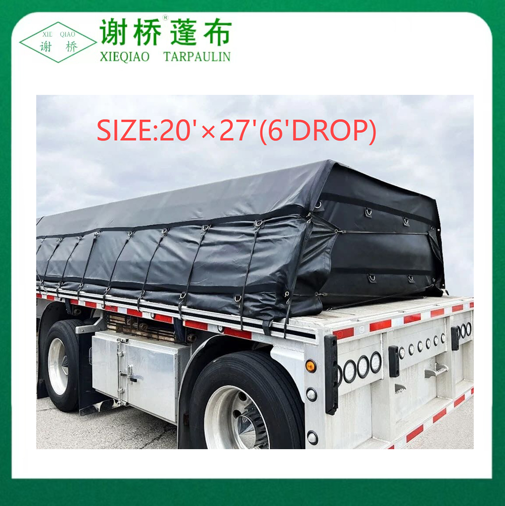 18oz Flatbed Truck Tarp 20 "x27" (8 "kapka)-Black